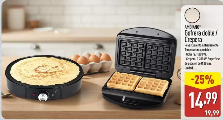Ambiano - Gofrera Doble/Crepera