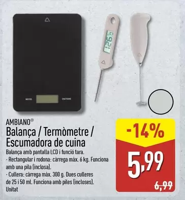 Ambiano - Balança/Termòmetre/Escumadora De Cuina