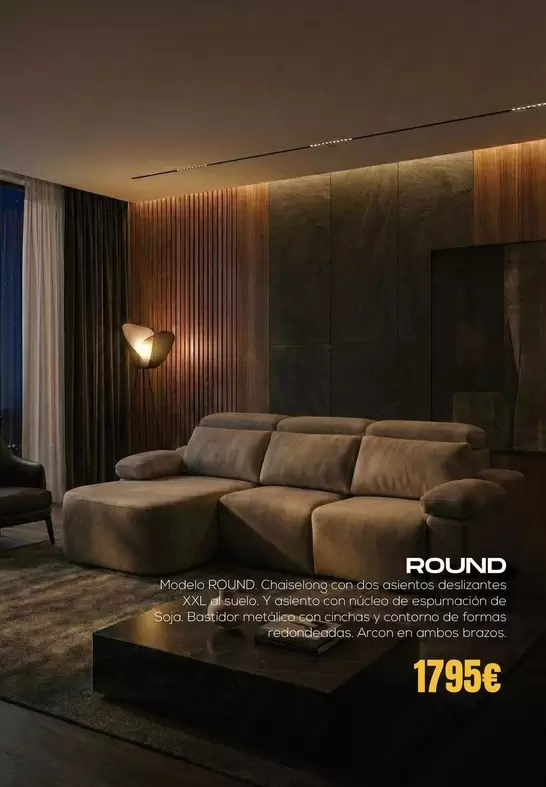 Modelo Round Chaiselong Con Dos Asientos Deslizantes XXL Al Suelo