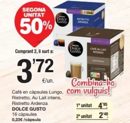 Dolce Gusto - Cafe En Capsules Lungo, Ristretto, Au Lait Intens, Ristretto Ardenza