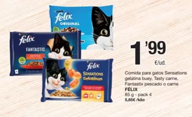 Purina - Comida Para Gatos Sensations Gelatinaux Buey, Tasty Carne Fantastic Pescado O Carne Felix