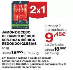 Iglesias - Jamón De Cebo De Campo Ibérico 50% Raza Ibérica Redondo
