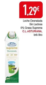 Central Lechera Asturiana - Leche Desnatada Sin Lactosa 0% Grasa Suprema