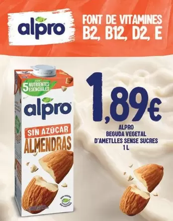 Alpro - Beguda Vegetal D'Ametlles Sense Sucres