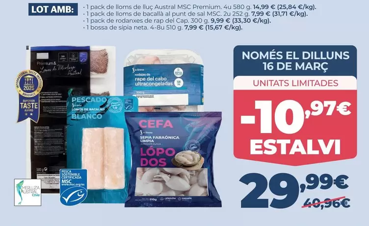 La Sirena - 1 Pack De Lomos De Merluza Austral MSC Premium