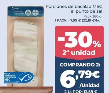 La Sirena - Porciones De Bacalao Msc Al Punto De Sal