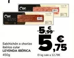 Leyenda Ibérica - Salchichon O Chorizo Iberico Cular