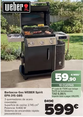 Weber - Barbacoa Gas Spirit Epx-315 Gbs