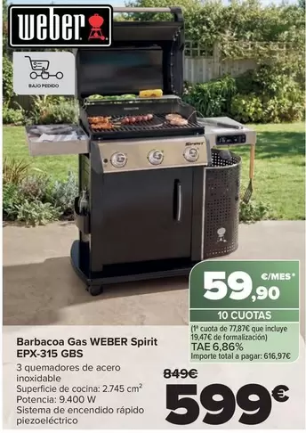 Weber - Barbacoa Gas Spirit Epx-315 Gbs