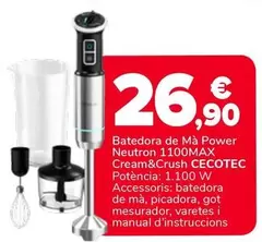 Cecotec - Batedora De Ma Power Neutron 1100 Max Cream&Crush
