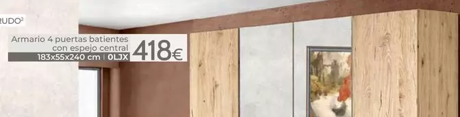 Armario 4 Puertas Batientes Con Espejo Con Espejo Central