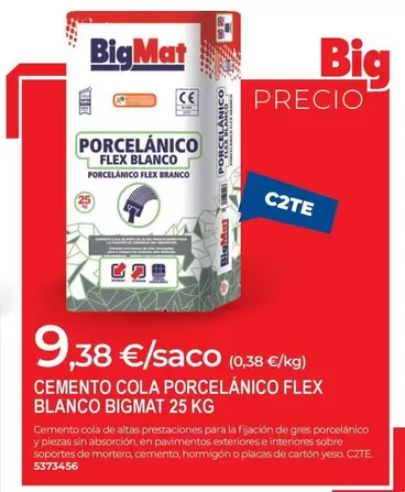 Bigmat - Cemento Cola Porcelanico Flex Blanco