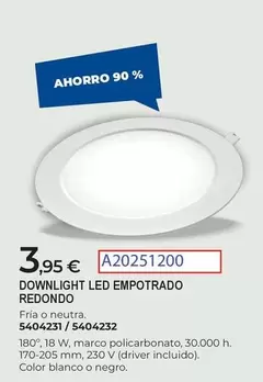 Downlight Led Empotrado Redondo