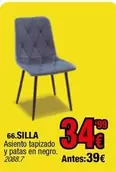 Silla Asiento Tapizado Y Patas En Negro