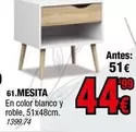 Blanco - Mesita En Color  Y Roble