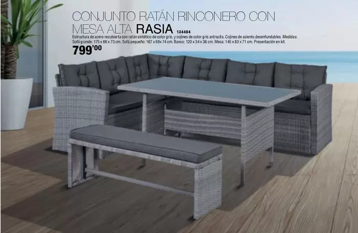 Conjunto Ratán Rinconero Con Mesa Alta Rasia