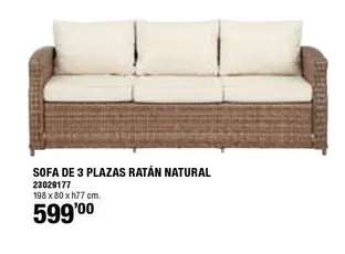 Sofa De 3 Plazas Ratan Natural