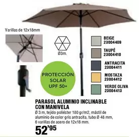 Parasol Aluminio Inclinable Con Manivela 