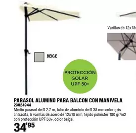Parasol Alumino Para Balcon Con Manivela