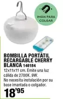 Bombilla Portátil Recargable Cherry Blanca