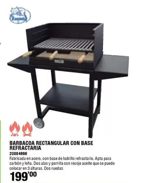 Imex El Zorro - Barbacoa Rectangular Con Base Refractaria