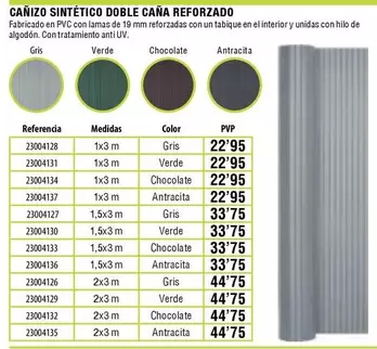 Cañizo Sintético Doble Caña Reforzado