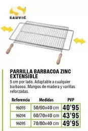 Sauvic - Parrilla Barbacoa Zinc Extensible