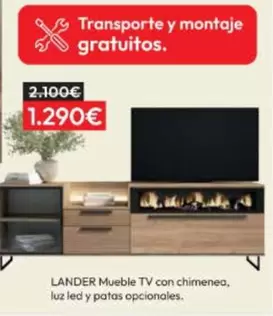 Lander Mueble Tv Con Chimenea