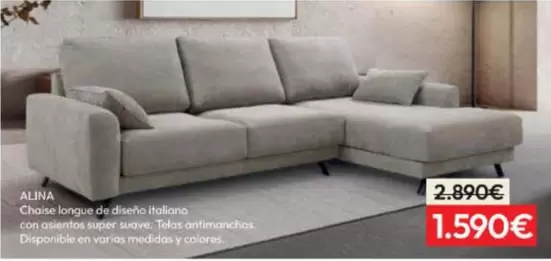 Alina Chaise Longue De Diseno Italiano Con Asientos Super Suave