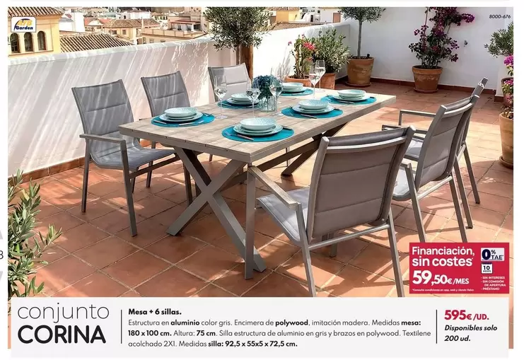Conjuto Corina Mesa + 6 Sillas.