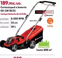 Einhell - Cortacésped A Bateria GE-CM 18/33