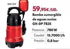 Einhell - Bomba Sumergible De Aguas Sucias GH-DP 7835