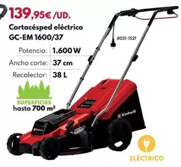 Einhell - Cortacésped Eléctrico GC-EM 1600/37