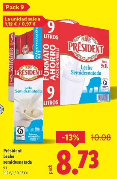 Président - Leche Semidesnatada