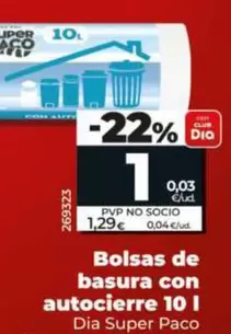 Dia Super Paco - Bolsas De Basura Con Autocierre 10 L