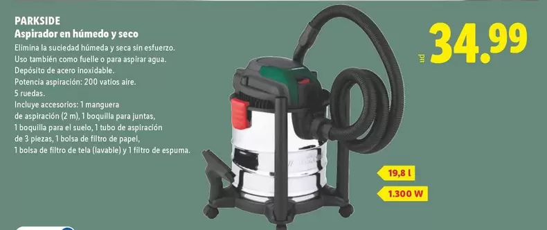 Parkside - Aspirador En Humedo Y Seco