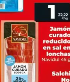 Navidul - Jamón Curado Reducido En Sal En Lonchas 