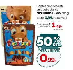 Dinosaurios - Galetes Amb Xocolata Amb Llet O Blanca Mini
