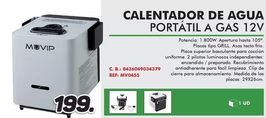 Muvip - Calentador De Agua Portátil A Gas 12V