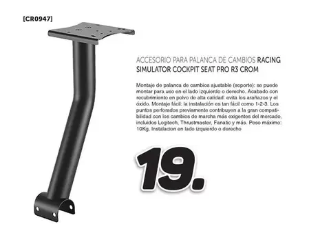 Accesorio Para Palanca De Cambios Racing Simulator Cockpit Seat Pro R3 Crom