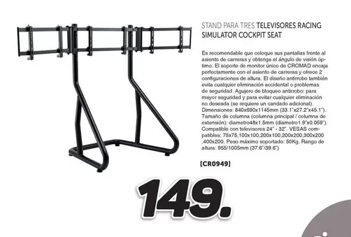 Stand Para Tres Televisores Racing Simulator Cockpit Seat