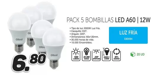 Pack 5 Bombillas Led A60 | 12W