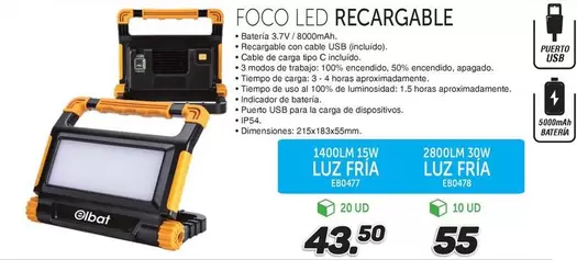 Elbat - Foco Led Recargable