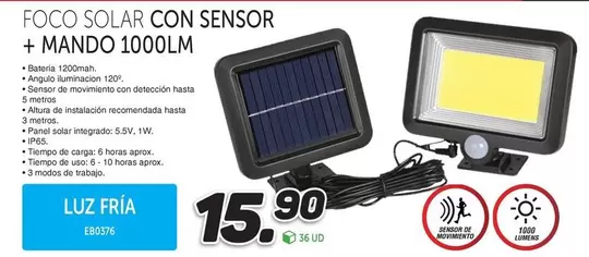 Foco Solar Con Sensor + Mando
