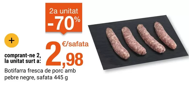 Botifarra fresca de porc amb pebre negre, safata