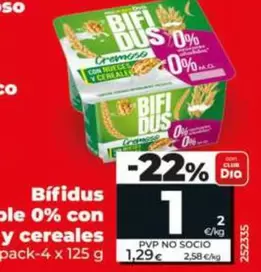 Dia - Bifidus Cremoso Doble 0% Con Nueces Y Cereales