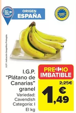 origen - I.g.p. Platano De Canarias Granel