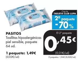 Pasitos - Toallitas Hipoalergénicas Piel Sensible, Paquete