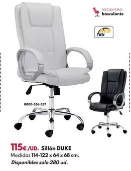 Sillón Duke Simil Piel 64x68x114-122cm - Blanco