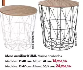 Mesa Auxiliar Kumi - Blanco/madera Ø 40 X 41cm